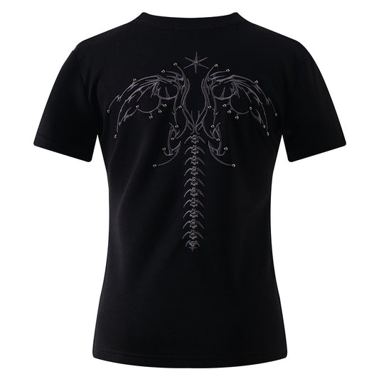 American Niche Creative Embroidery Beaded Shoulder Short Sleeve