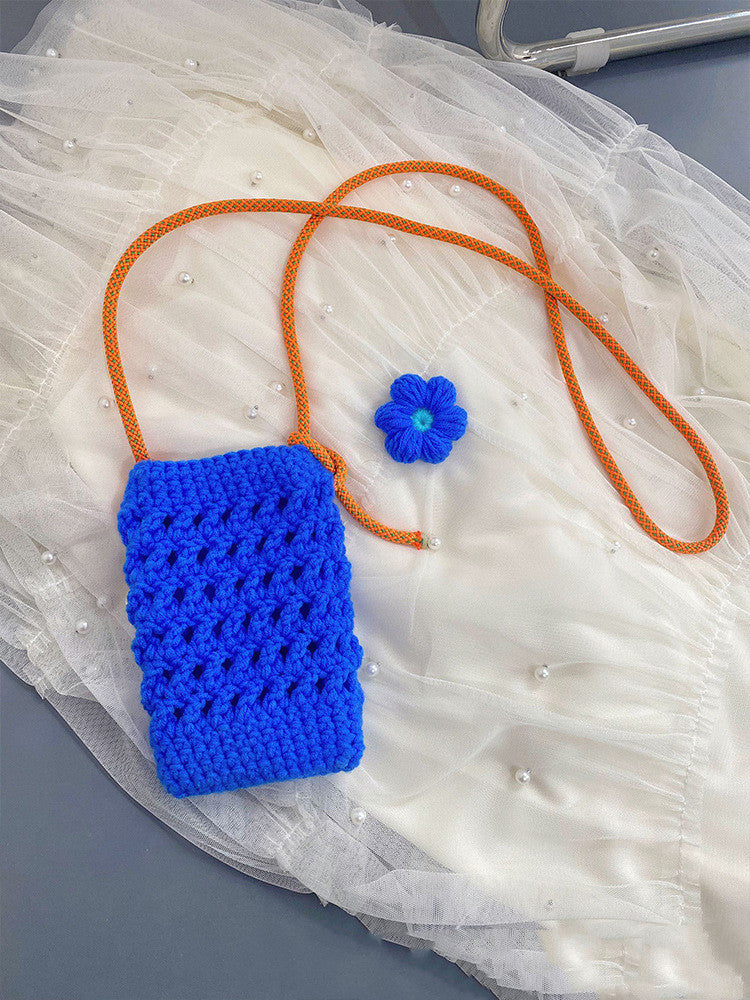 Knitted Woolen Crossbody Mobile Phone Bag Handmade