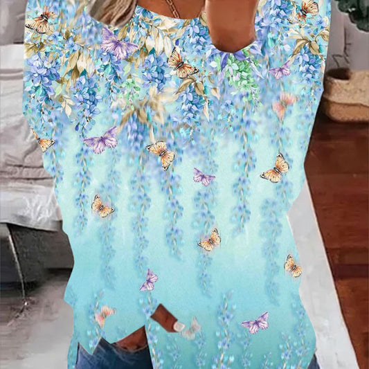 European And American 3D Printed Casual Round Neck Print Long Sleeves Sweater