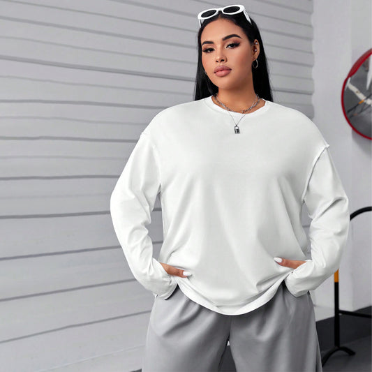 Dame Sweater med Rund Hals Enkel Efterår Vinter