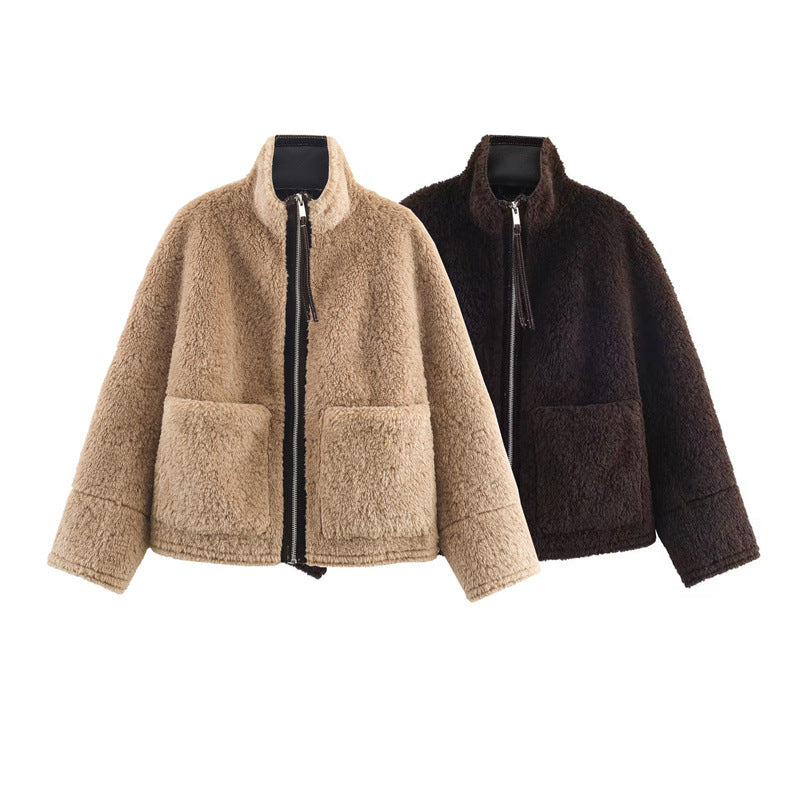 French Double-sided Shearling Jacket Coat