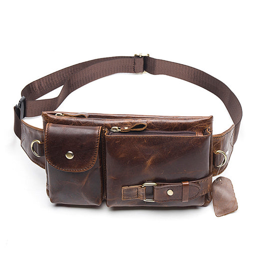 Læder Herre Taljelag Læder Retro Herre Skulder Crossbody Taske