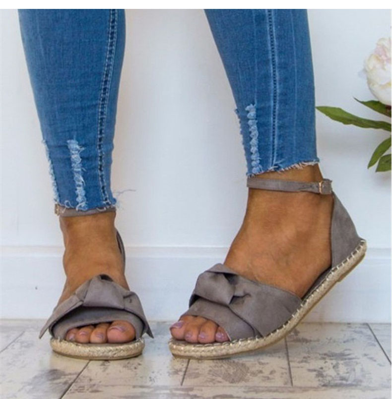 Bow flower hemp rope shoes