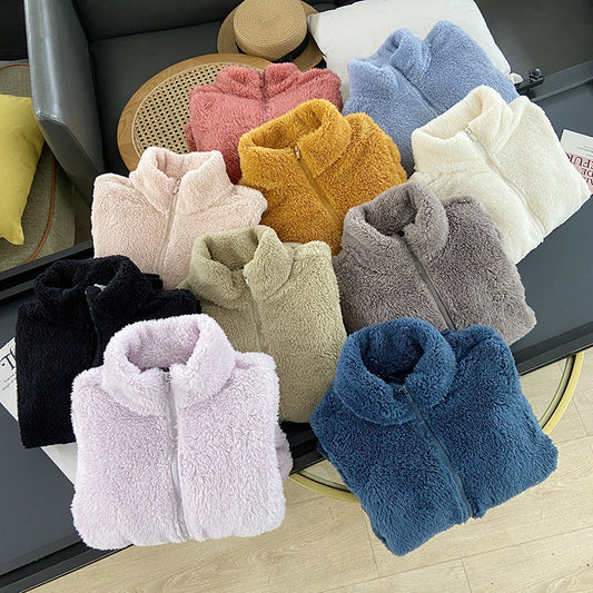 Women's Long Fleece Fleece Cardigan Zipper Coat