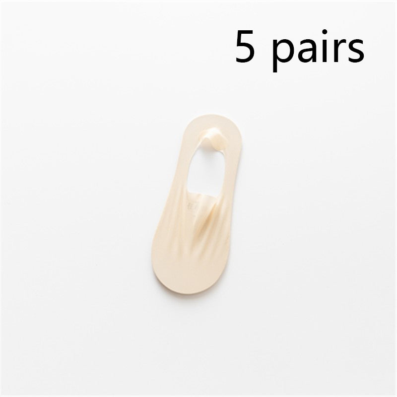 Ice Silk Low Top Socks Cotton Bottom Invisible Thin Silicone Non-slip Tight