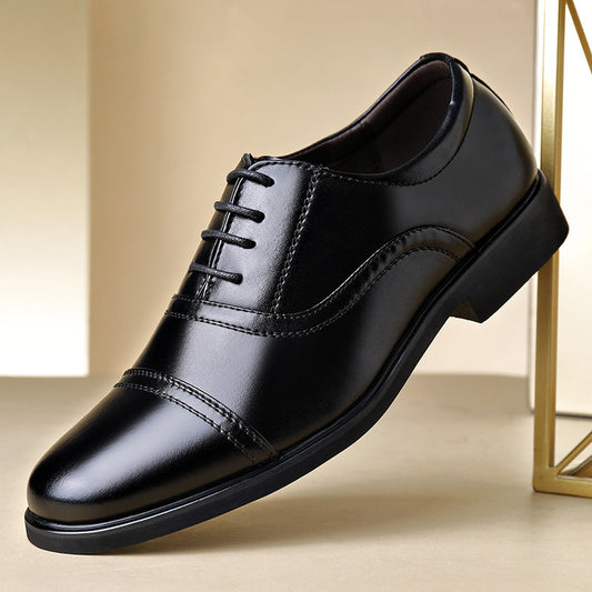 Men's Business Casual Pointed-toe Lace British Formal Wear Leather Shoes Soft Bottom