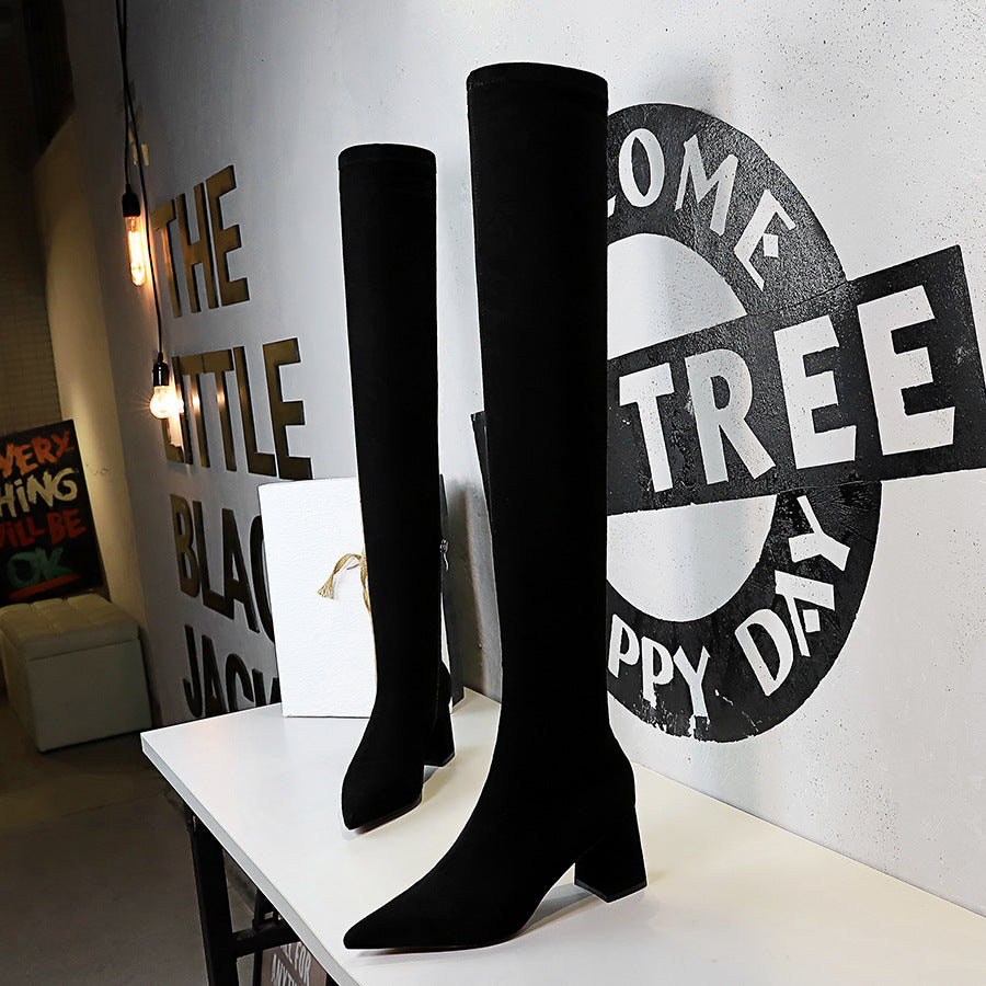 Women's High Heel Pointed Suede Sexy Boots