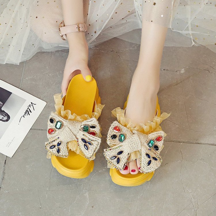 Women's All-match Platform Sandals And Slippers With Bowknot