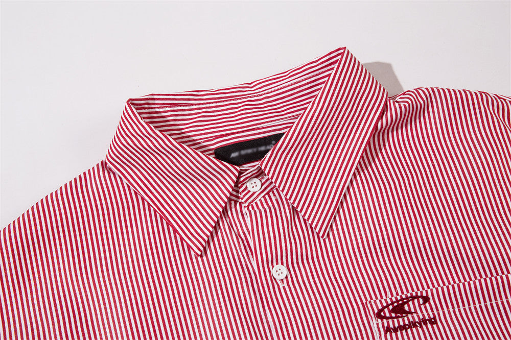 Vertical Striped Long-sleeved Shirt Men's Autumn Loose American Style