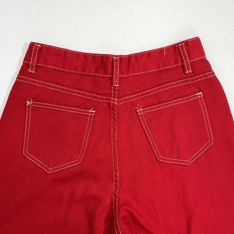 New Solid Color Retro American Street High Waist Straight Casual Pants