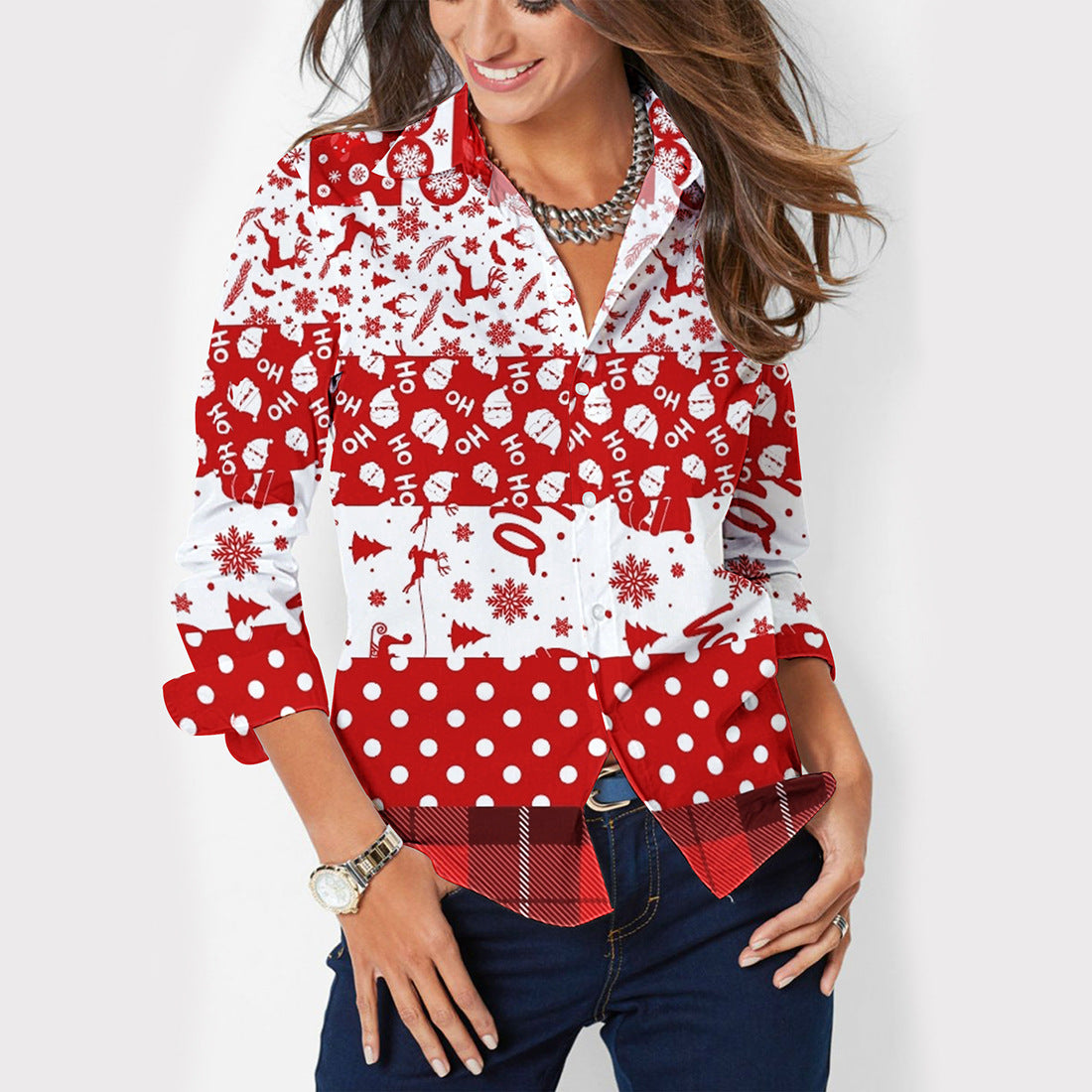 Women's Button Lapel Long Sleeve Shirt