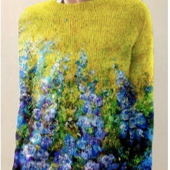 Fashion 3D Digital Three-dimensional Printing Round Neck Women's Sweater