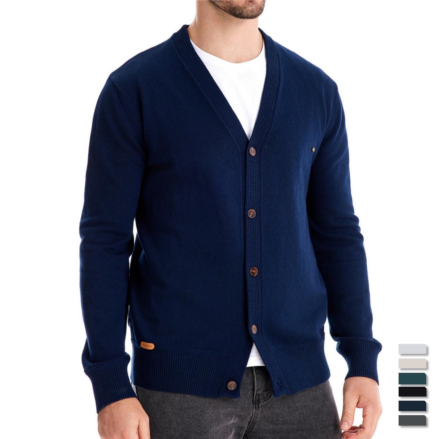 Men's Cardigan Sweater High Quality Business Pure Color Knitwear
