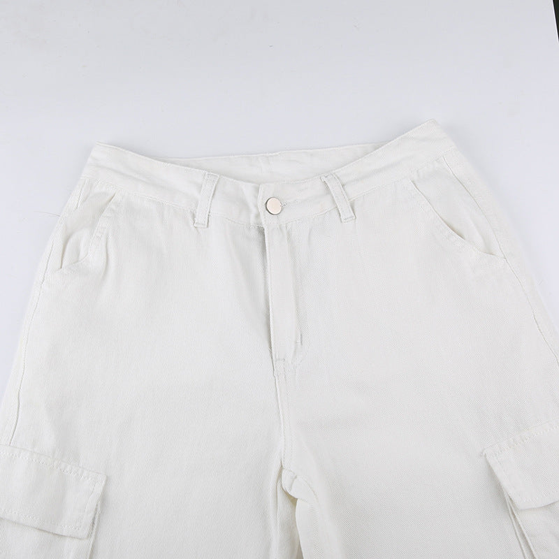 Leg-high Waist Straight Tubular Casual Frock Trousers