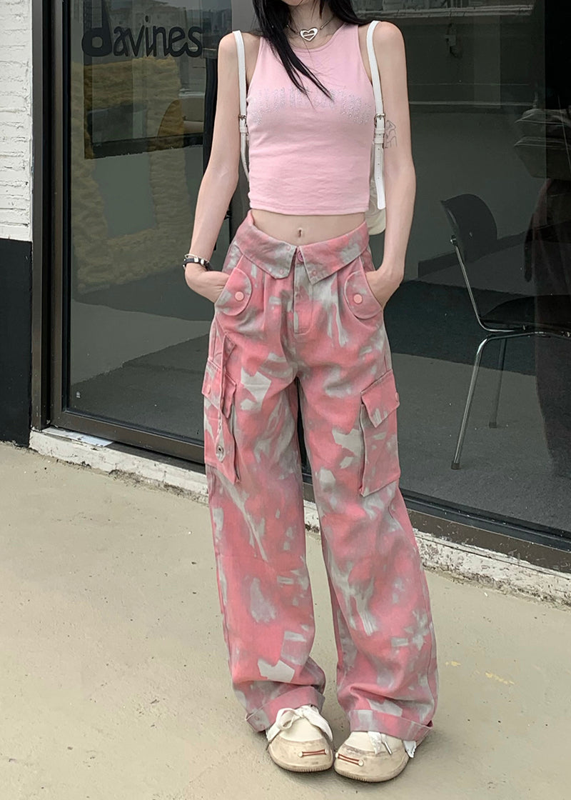 Camouflage Workwear Straight Jeans Loose Casual Retro Wide Leg Pants