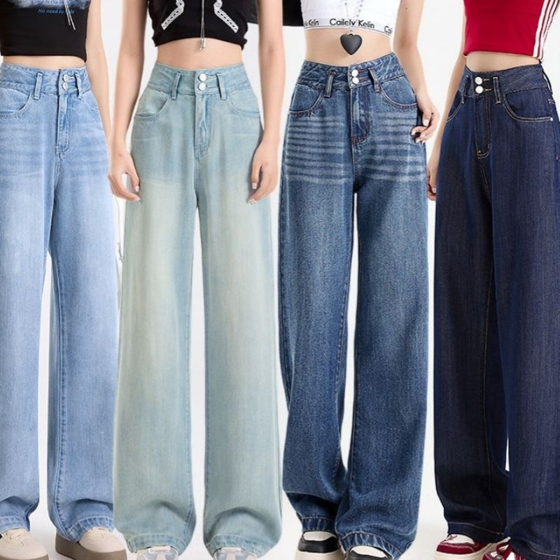 Lyocell Jeans Women's Summer Wide Leg High Waist Thin Loose