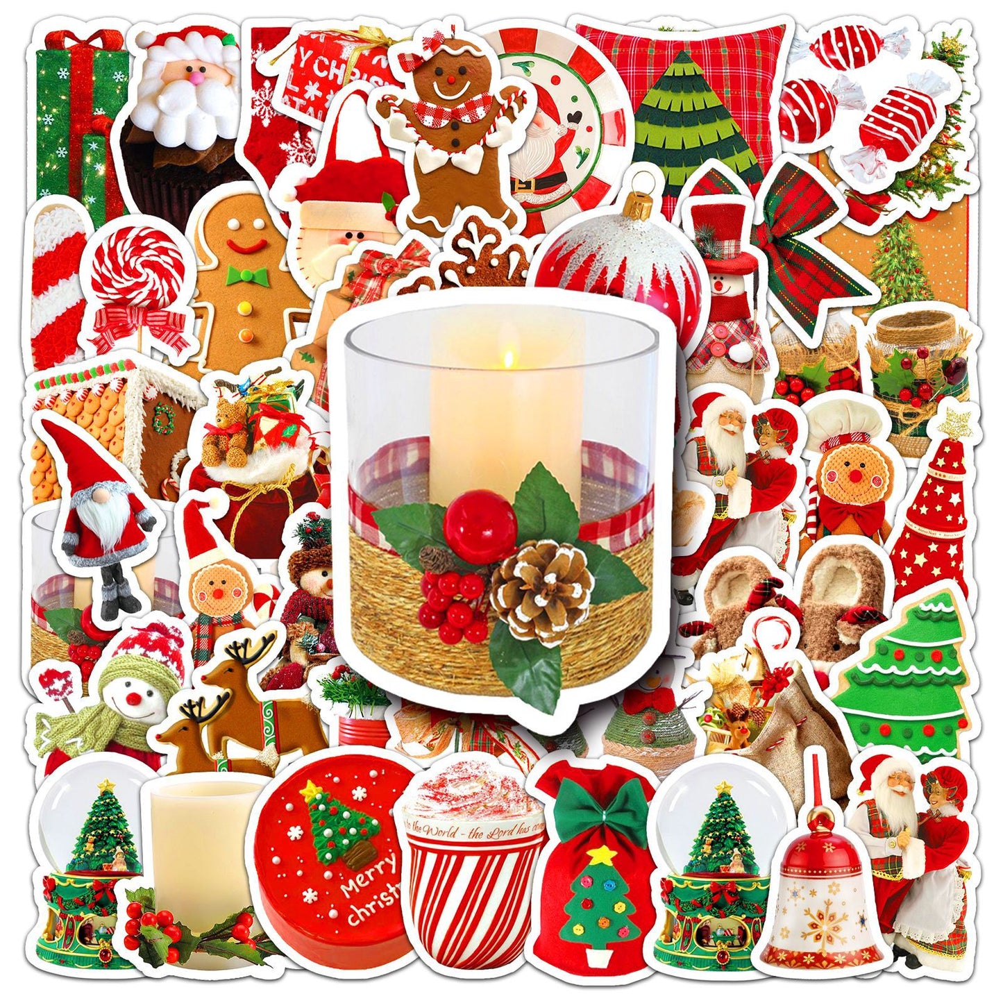 Christmas Decoration Santa Snowman Gingerbread Elk Cartoon Waterproof Water Cup Journal Stickers