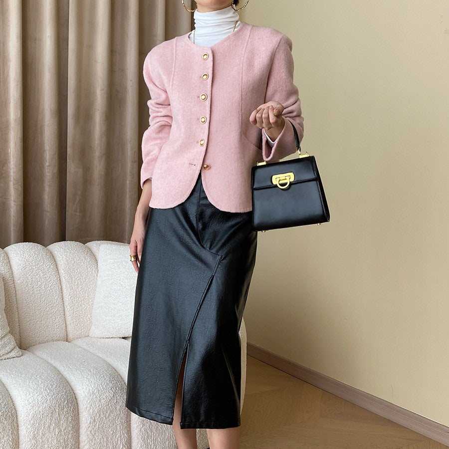 Irregular Slit Cut Texture Straight Slimming