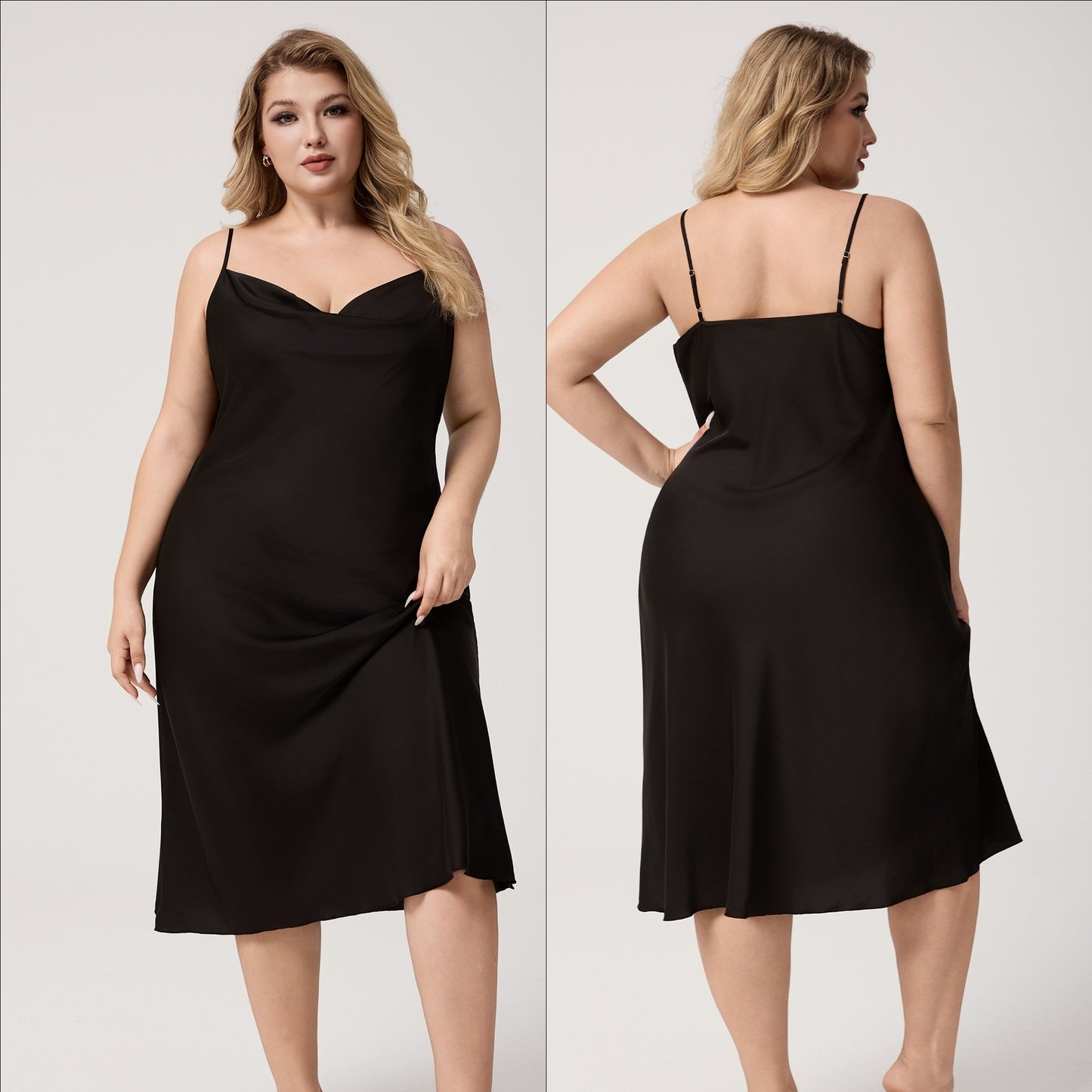 Plus-size Satin Nightgown For Women With Straps