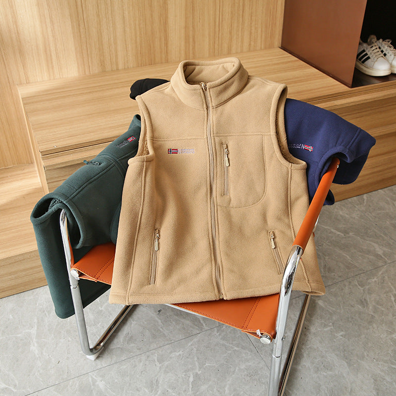 Thick Warm Men's Vest Stand Collar Polar Fleece Waistcoat