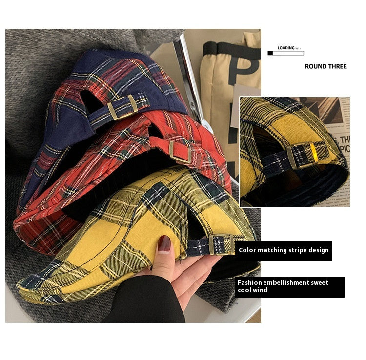 Dopamine Retro Plaid Advance Hats Women's Spring And Autumn