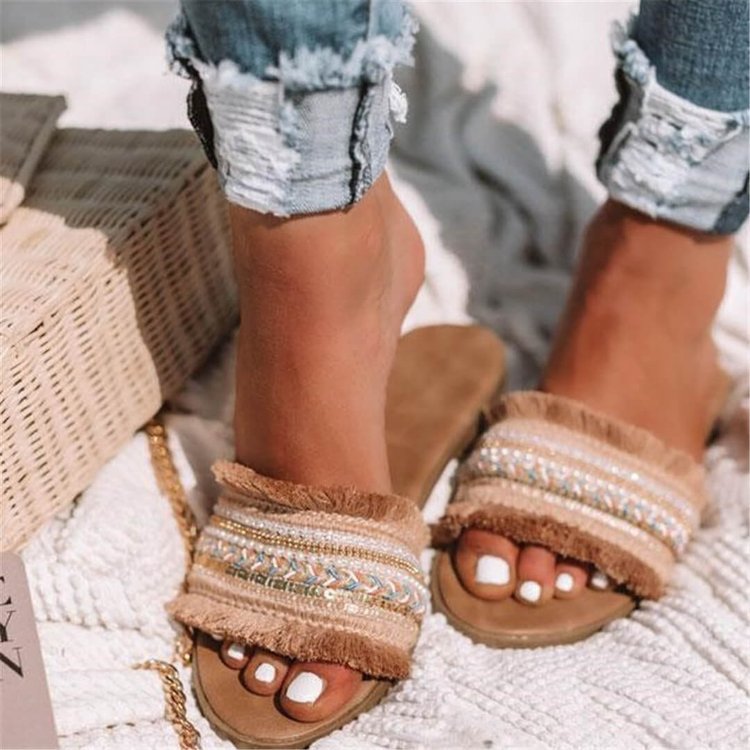 Women's Shoes Color Matching Flat Casual Slippers