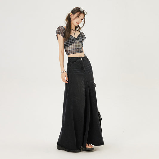 Women's American-style Black High Waist Skirt