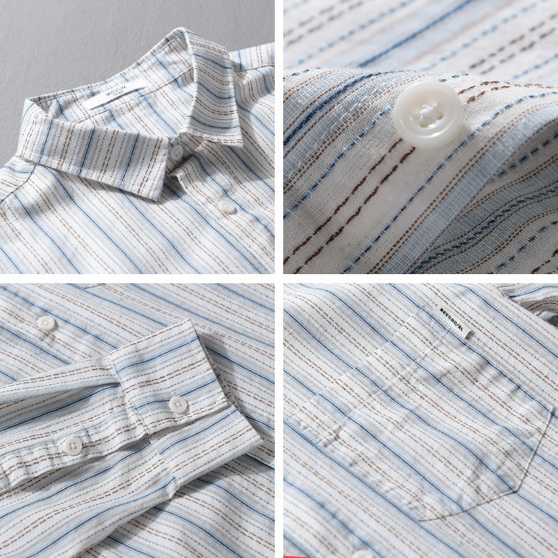 Striped Long-Sleeve Casual All-Match Fashionable Artistic Loose Shirt