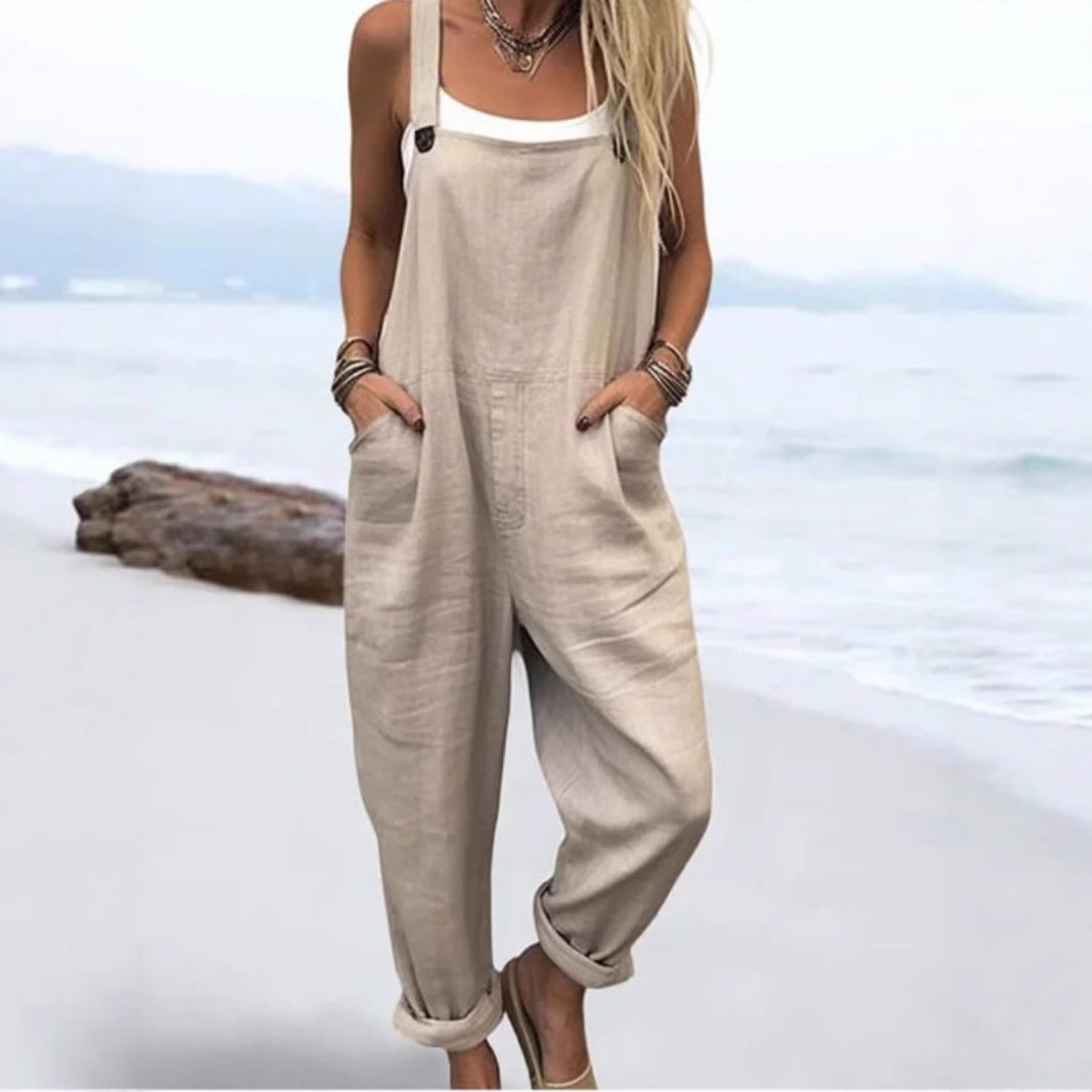 Women's Vintage Print European And American Loose Jumpsuit
