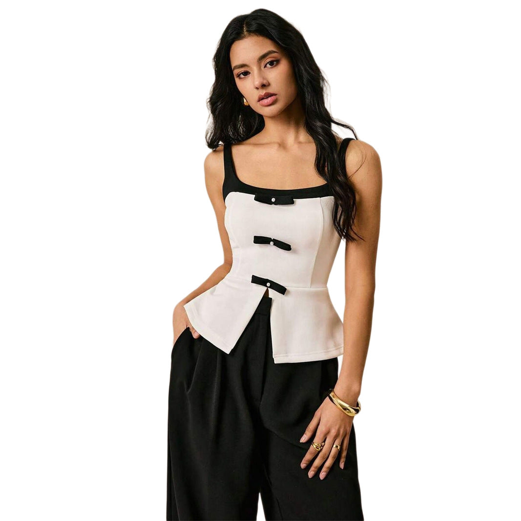 New Stylish Commuter Color-blocked Waist-cinching Vest