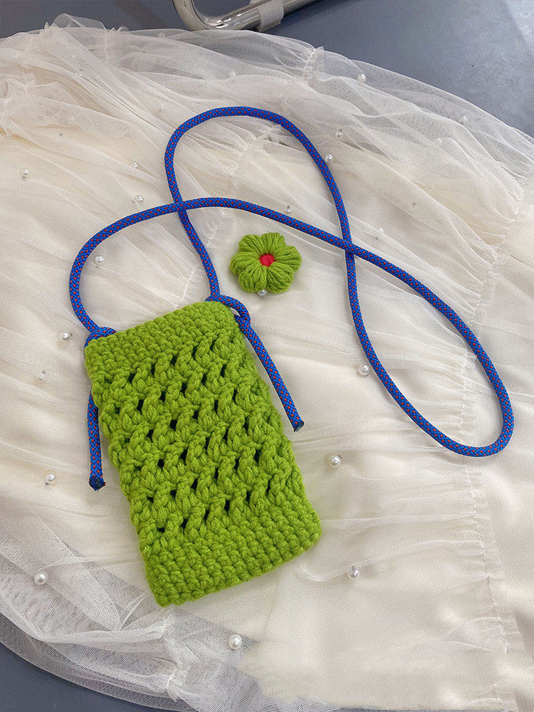 Knitted Woolen Crossbody Mobile Phone Bag Handmade