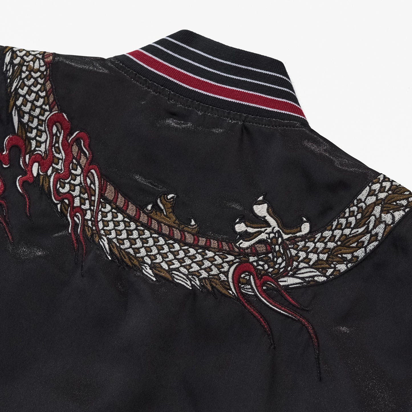 Heavy Duty Embroidered Casual Dragon Pattern Baseball Jacket