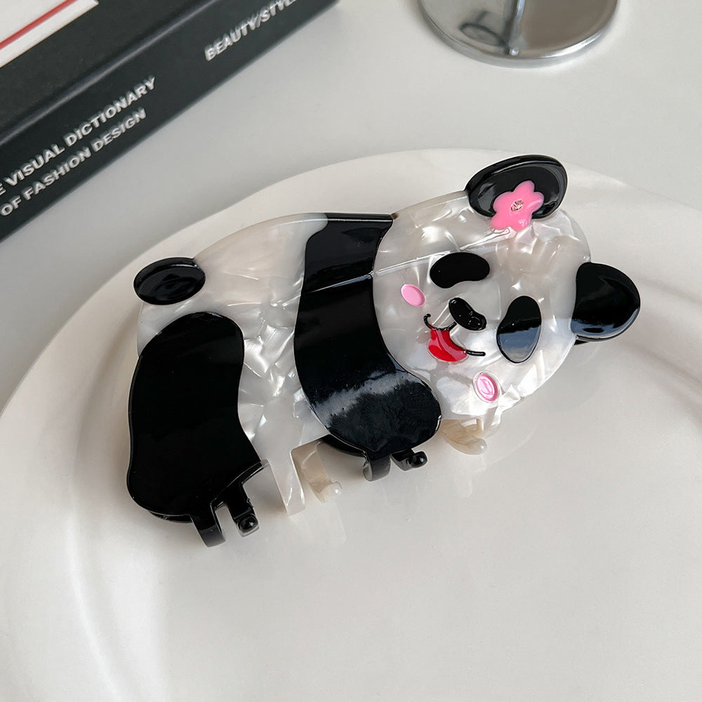 Plastic Cartoon Panda Acetate Grip Cute Animal Hair Claw Young Girl Personalized Barrettes Bang Side Shark Clip