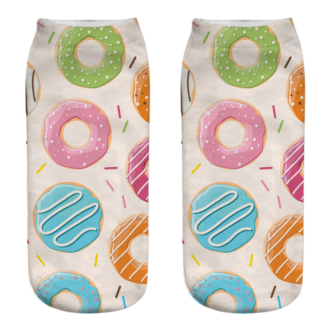 New 3D Digital Printing Harajuku Food Donut Socks Cartoon Three-dimensional Printing