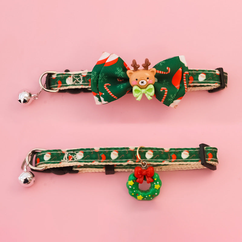Christmas Holiday Pet Bow Ties, Collars, Dog Bows, Bells, Cat Necklaces, Anti-suffocation Safety Buckles