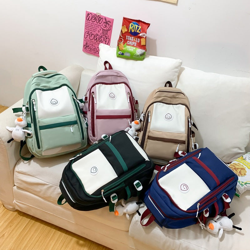 Fashion Color Matching Backpack Ins Simple Korean Version Schoolbags Junior High School College Students Bags