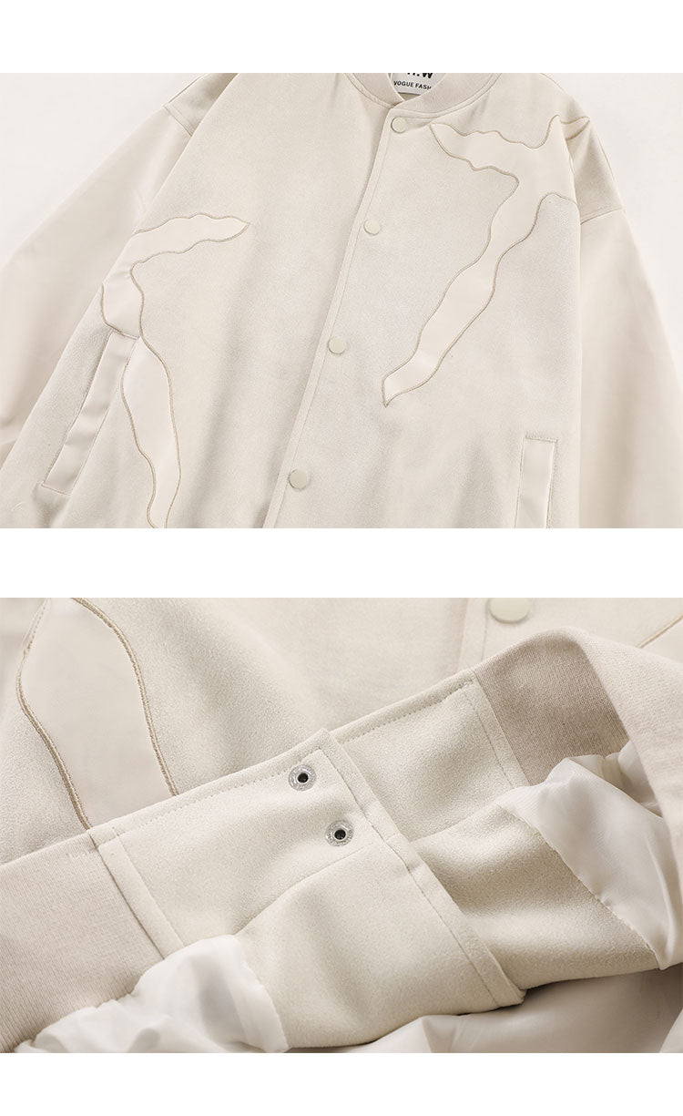 Heavy Industry Veneer Embroidery Flame Cross Baseball Uniform Jacket