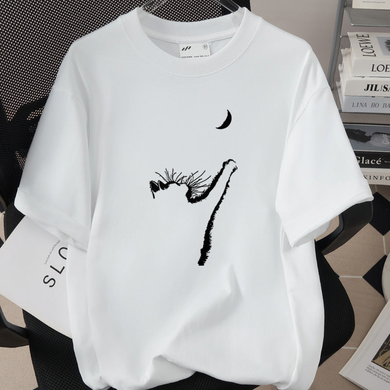 Creative And Fun Side-profile Cat Design T-shirt For Your Adorable Pet