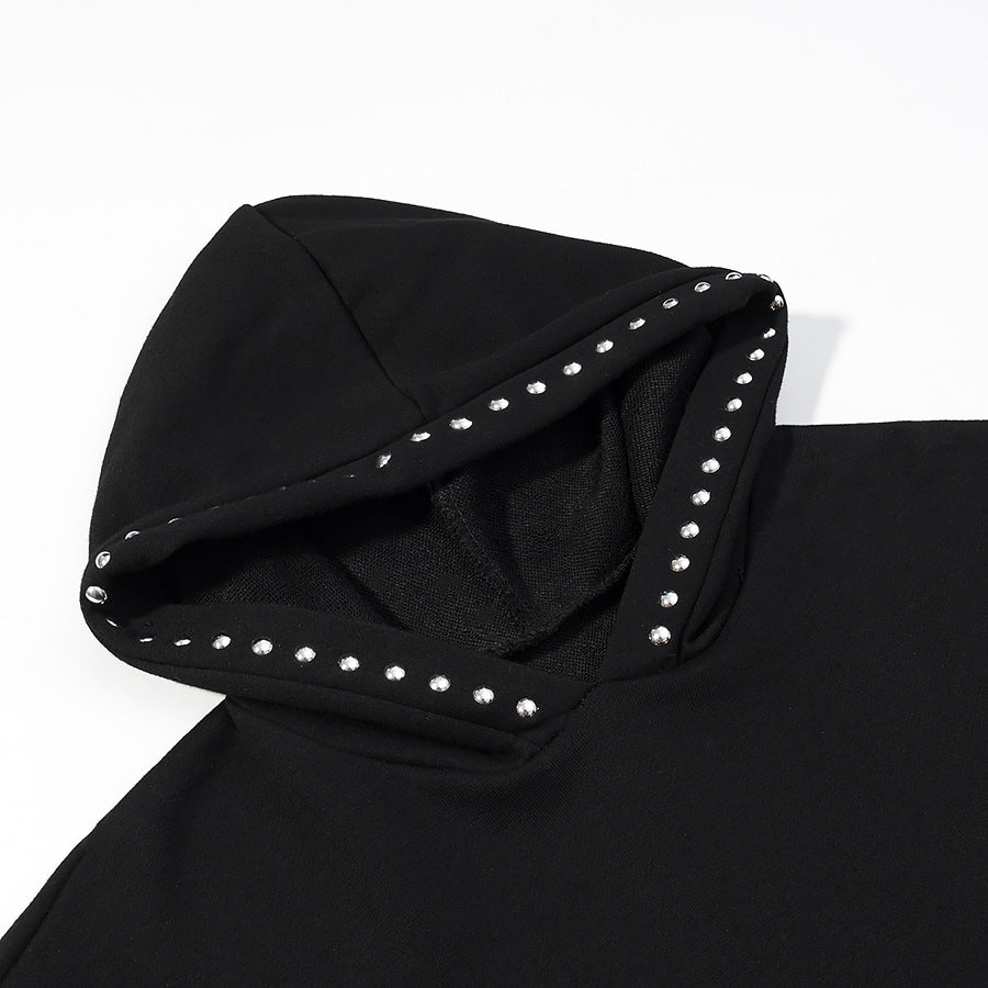 Casual Rivet Design Hooded Sweatshirt For Women
