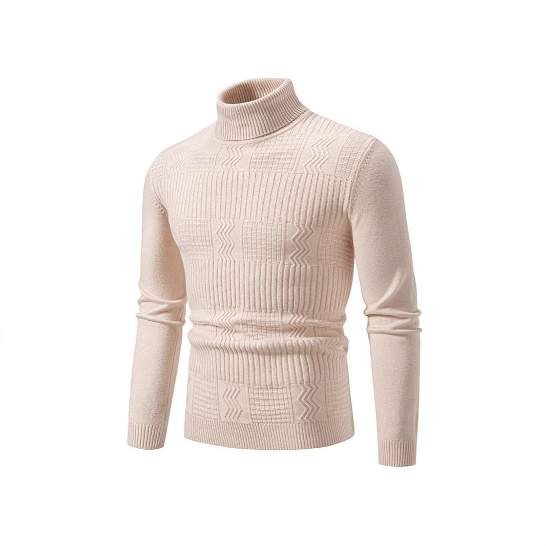 Mens Fashionable Jacquard Pullover In Solid Color For Warmth
