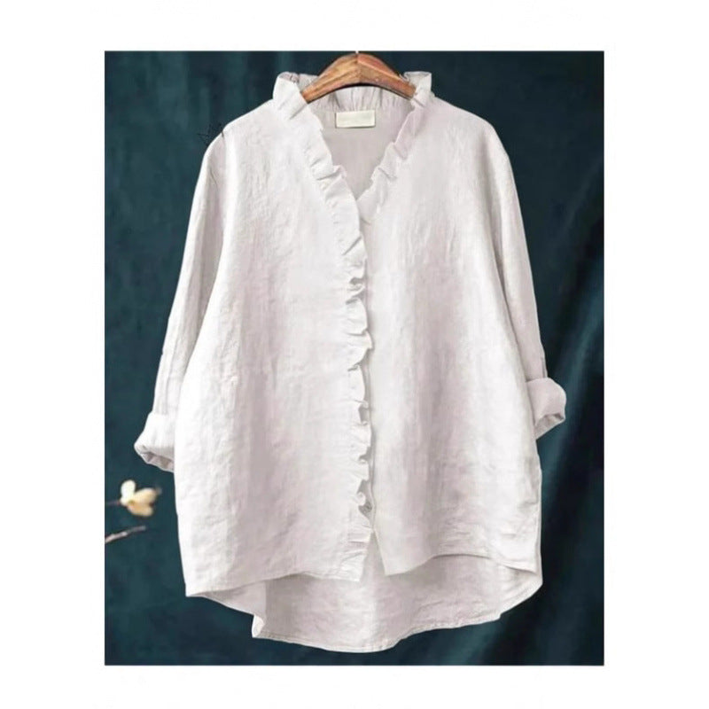 Women's Loose Print Crew Neck Casual Plus Size Shirt