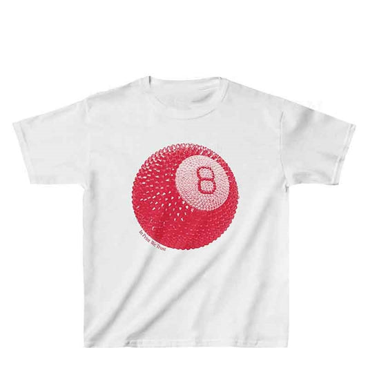 European And American No 8 Ball Letter Print Slim Fashion Short Top