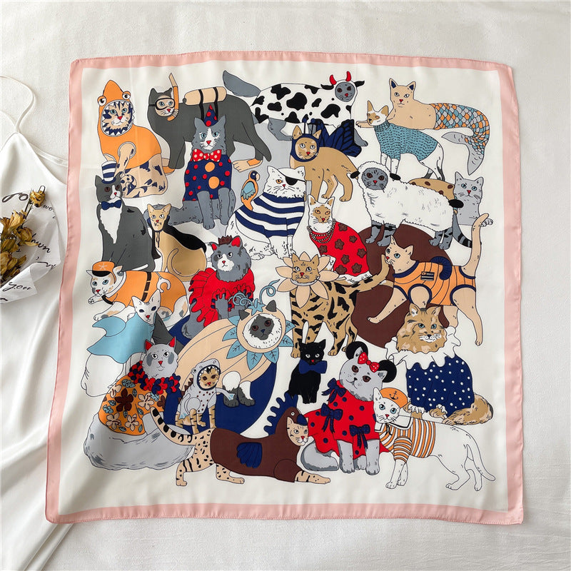 Spring And Summer Cartoon Cute Silk Scarf Decoration