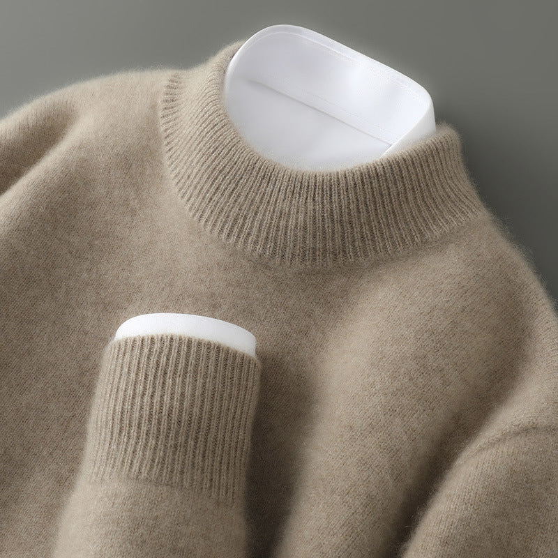 Half Wool Batwing Knit Sweater Solid Color Casual Base Shirt