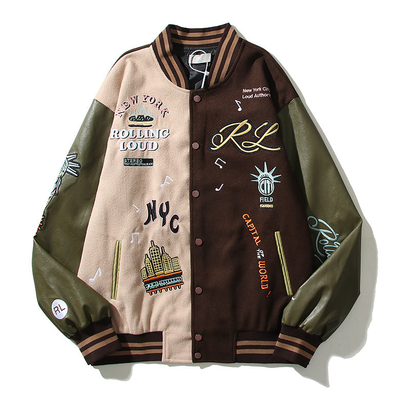Embroidery Color Patchwork Baseball Suit Men's And Women's Models