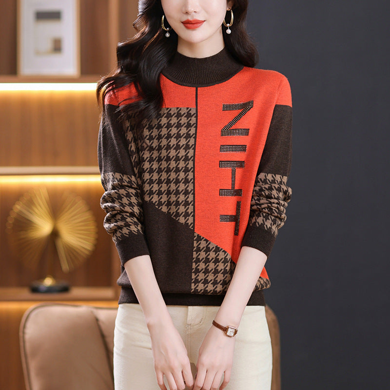 Color Matching Western Style Inner Wear Knitwear Thick