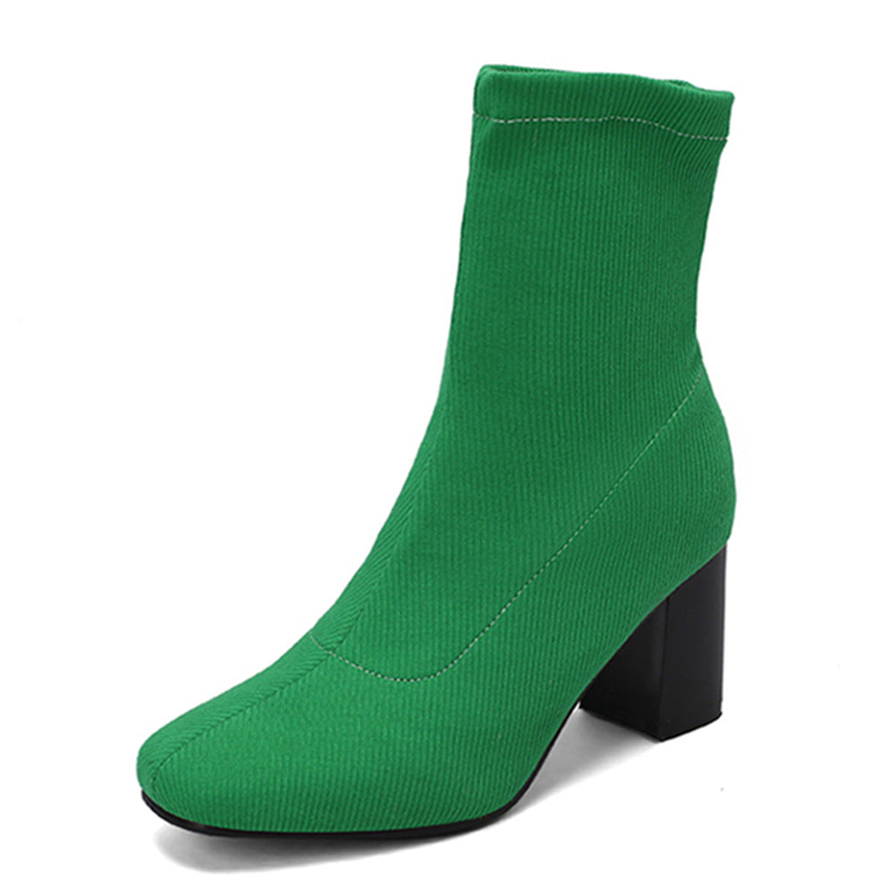 Womens Colorful Stretch Fabric Ankle Boots