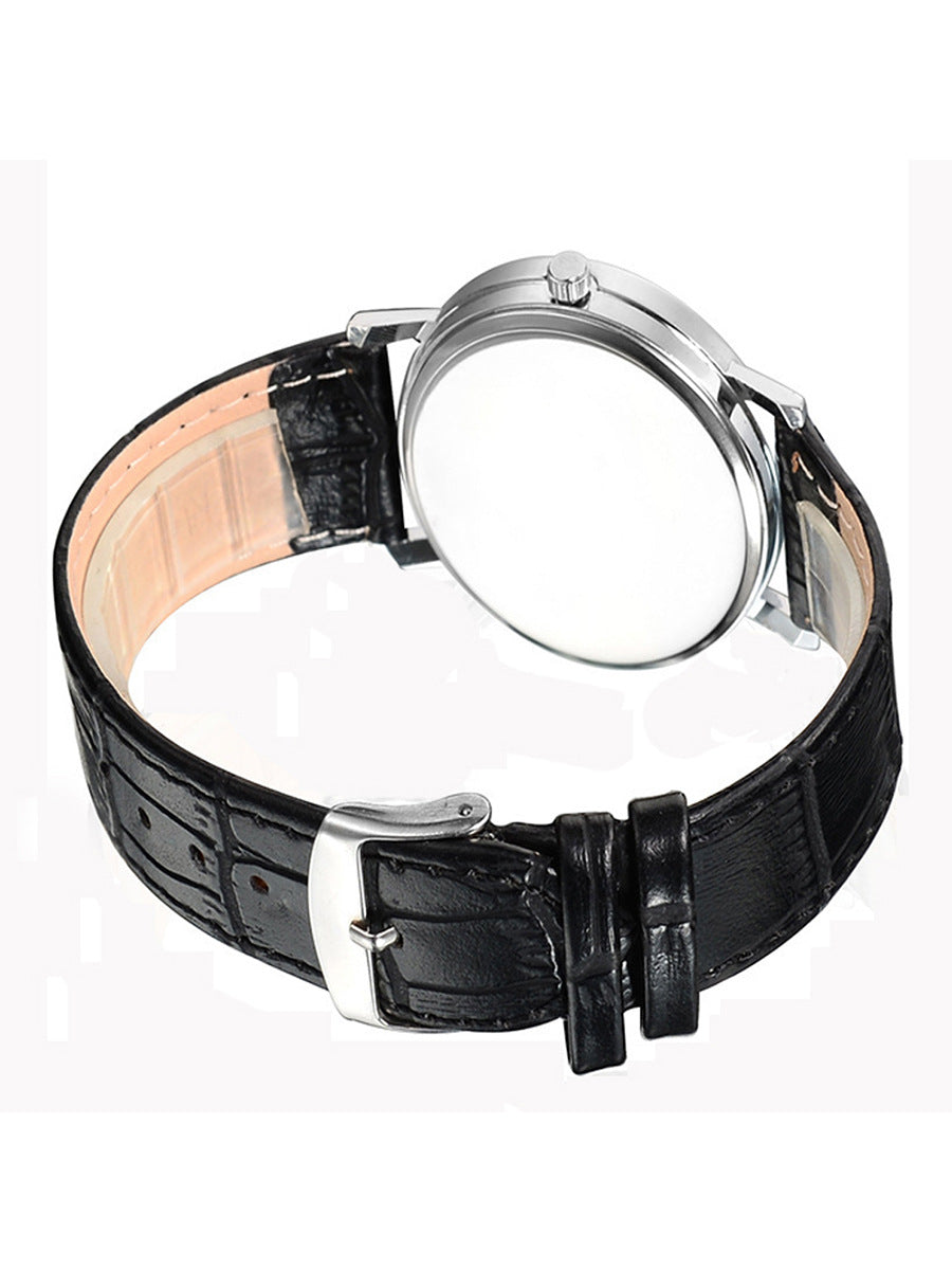 Fashion simple fake two-eye belt watch quartz watch