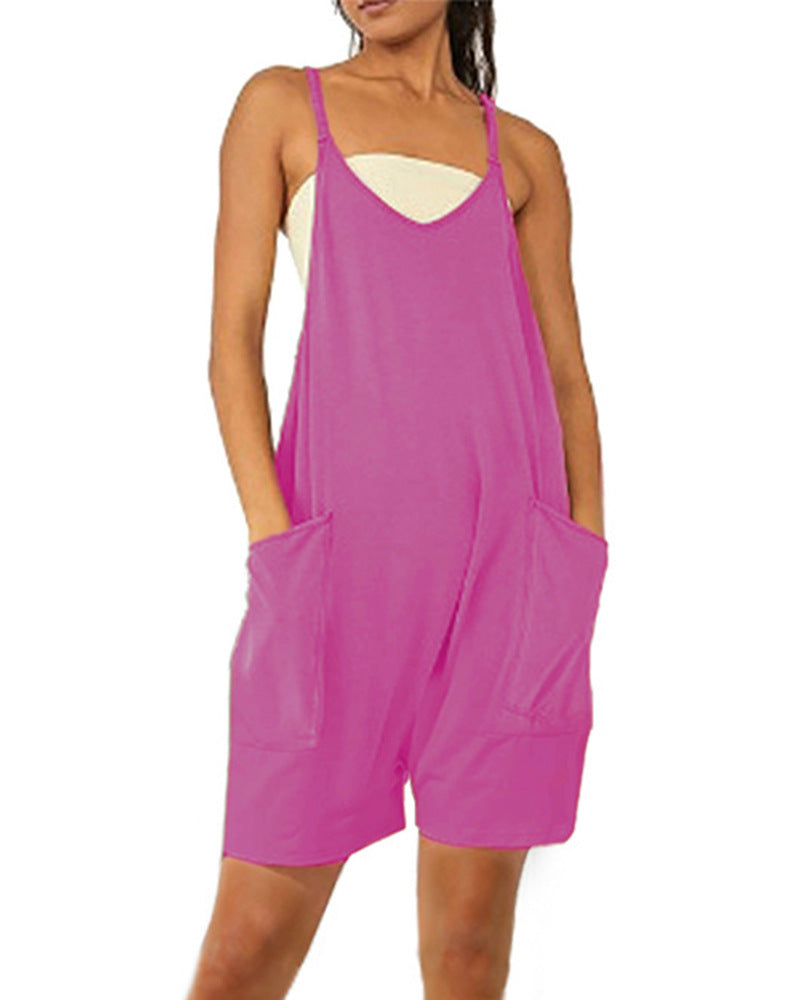 Women's Casual Zipper Pocket Jumpsuit Overalls