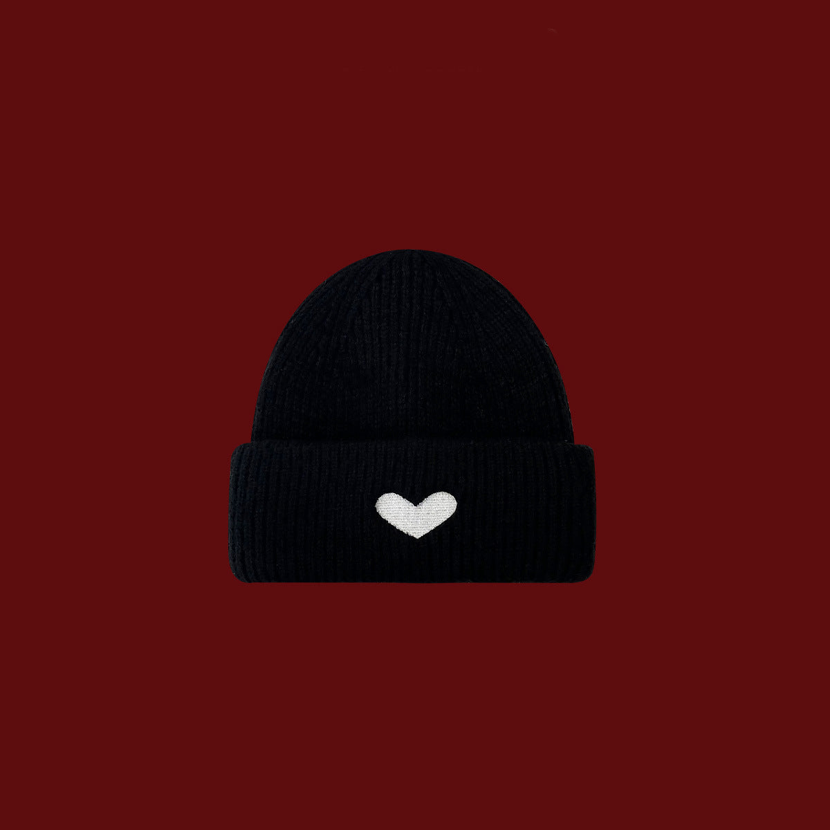 Sweet Loving Heart Embroidery Woolen Cap Children